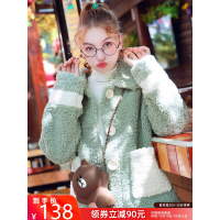 2019冬季新款小个子羊羔毛外套女棉衣娃娃领毛绒大衣棉服