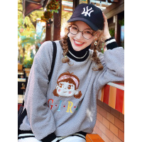 2019秋冬新款高领加绒加厚羊羔毛卫衣女宽松上衣短款羊羔绒外套潮