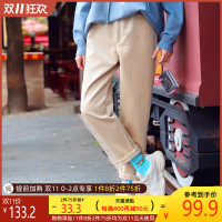 2019秋冬新款宽松高腰米白色休闲裤女直筒裤waitmore裤子萝卜裤潮