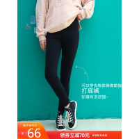 库恩玛维2019秋冬新款高腰加绒小黑裤女黑色打底裤外穿裤子休闲裤