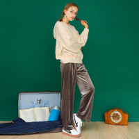 钻石绒阔腿裤女丝绒裤子2020春季新款高腰宽松垂感拖地裤休闲裤潮