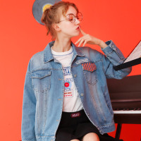 2020春季新款嘻哈牛仔衣女春秋宽松短款小个子网红牛仔外套夹克潮