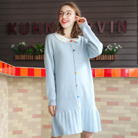 小清新毛衣裙女2020春季新款娃娃领连衣裙小个子显个高裙子针织裙