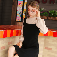 假两件连衣裙冬季2019新款配大衣的内搭裙小个子毛衣裙女针织裙子