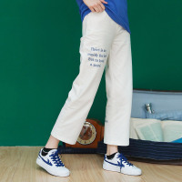 2020春季新款高腰显瘦日系休闲裤女秋白色宽松发直筒裤子工装裤潮
