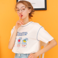 日系半袖宽松中袖2020夏季新款白色短袖T恤女小清新学生上衣ins潮