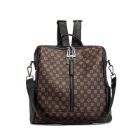 dubaolu都宝路2018秋冬新款欧美时尚双肩包 女士时尚休闲老花PVC拉链背包