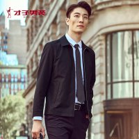 才子男装夹克春季新款中年休闲翻领领导老板书记茄克商务休闲外套