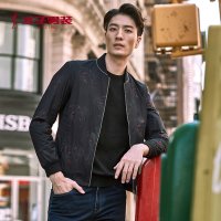 才子男装夹克男 春季新款男士休闲时尚印花棒球领修身上衣外套男