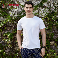 才子男装短袖T恤男夏季新款男士圆领套头莫代尔纯色修身打底衫 165/84A 蓝色