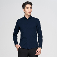 才子男装2018秋夏新款白衬衫男长袖商务休闲职业正装寸衫西装衬衣 M 白色