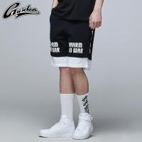 Guuka潮牌假两件短裤男夏天青少年港风休闲嘻哈运动五分裤宽松tee
