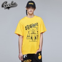 Guuka潮牌T恤男短袖 青少年复古个性拉链星球动漫圆领宽松短袖衫