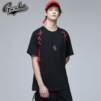 Guuka潮牌圆领短袖T恤男 夏季高街嘻哈宽松纯棉印花男士短袖T恤衫