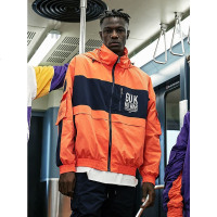 Guuka潮牌橙色风衣男薄款 青少年nowar日系hiphop防风外套男宽松