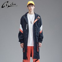 Guuka潮牌风衣外套男薄款 青少年学院风嘻哈运动防风衣中长款宽松