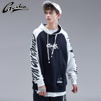 Guuka潮牌卫衣男连帽 青少年嘻哈运动撞色印花oversize卫衣外套男