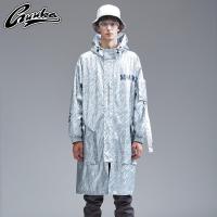 Guuka潮牌镭射外套男薄款 青少年街头Hip-hop舞台中长款防风衣男