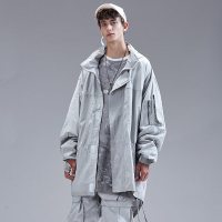 Guuka潮牌工装风衣男薄款 青少年嘻哈运动中长款防风衣外套男宽松