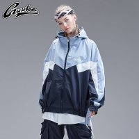 Guuka秋季风衣女中长款街舞Hip-hop情侣学生校服女BF防风外套宽松