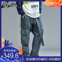 Guuka多口袋工装裤男潮牌 青少年嘻哈运动复古休闲直筒裤子男宽松