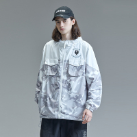 GUUKA春夏防风衣男潮牌 青少年嘻哈迷彩拼接多袋运动风衣外套宽松