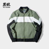 黑鲸棒球领拼色夹克男2019春季舒适利落运动外套男CWJAJ19009A
