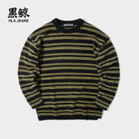 黑鲸 HLAJEANS雪尼尔条纹毛衫男冬款微落肩简约舒适针织衫男