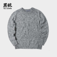 黑鲸简约插肩毛衣男2019春季纯色长袖含羊毛毛衫男CNZAJ19007A