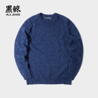 黑鲸保暖插肩长袖毛衣男2019春季纯色含羊毛毛衫男CNZAJ19016A
