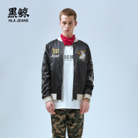 黑鲸字母刺绣棒球领夹克2019春季时尚外套男女同款CWJAJ19011A