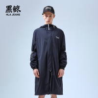 黑鲸撞色抽绳连帽风衣男女同款2019夏季轻薄外套CWFAJ29005A
