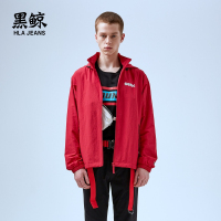 黑鲸可隐藏帽夹克男女同款2019春季背部印花外套CWJAJ19016A