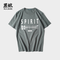 黑鲸字母印花短袖T恤男2019夏季标语短t男CNTBJ29172A