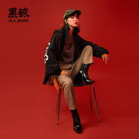 黑鲸可隐藏帽设计夹克男女同款2019春季印花外套CWJAJ19015A