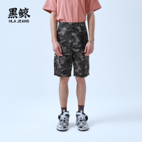 黑鲸迷彩休闲中裤男2019夏季男装多口袋工装裤子男CKMCJ29016A