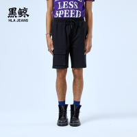 黑鲸印花休闲中裤男2019夏季个性贴袋休闲裤子男CKMCJ29025A