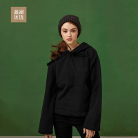 抽绳连帽套头宽松卫衣女士秋冬舒适短款运动休闲卫衣海澜优选