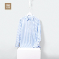 经典条纹长袖衬衫秋季日式休闲衬衣女士海澜优选