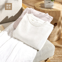 基础内搭柔软舒适针织衫女士秋冬圆领绑带羊毛毛衣海澜优选