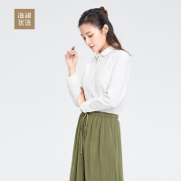 春夏舒适棉质牛津纺女士通勤休闲长袖衬衫海澜优选