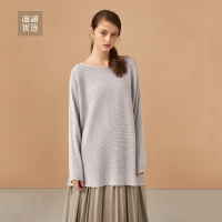 舒适透气圆领长袖针织衫女士秋冬基础打底羊毛毛衣海澜优选