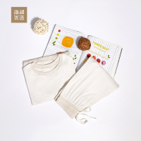 条纹家居服女士秋冬长袖圆领套头舒适睡衣睡裤套装海澜优选