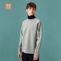 宽松运动休闲卫衣男士秋冬舒适圆领套头落肩拉链卫衣海澜优选