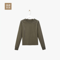 简约净色棉感长袖卫衣春季女士亲肤基础内搭海澜优选