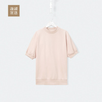 弹力罗纹短袖卫衣女士秋冬宽松休闲小高领套头卫衣海澜优选