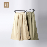 2019春夏休闲裤女士棉质松紧腰宽松时尚气质阔腿裤海澜优选