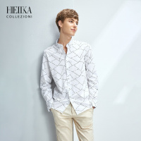 Hieiika 海一家男装2019春季男士时尚不规则休闲长袖衬衫