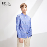 Hieiika 海一家男装2019春季清新宽条纹全棉长袖衬衫