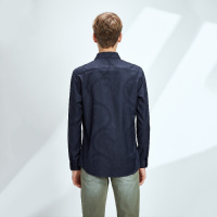 Hieiika 海一家男装2019春季男士时尚暗纹休闲舒适长袖衬衫